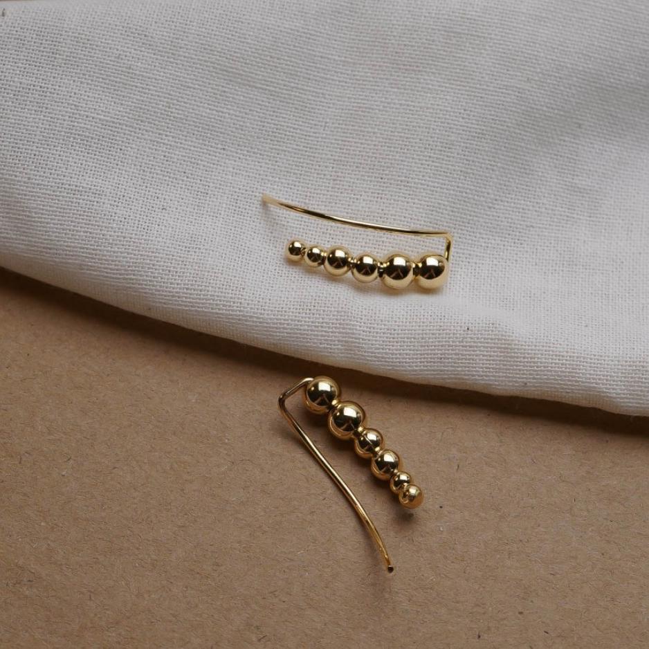 Minimalist Geometric Round Bead Earrings in Sterling Silver 925 for Women