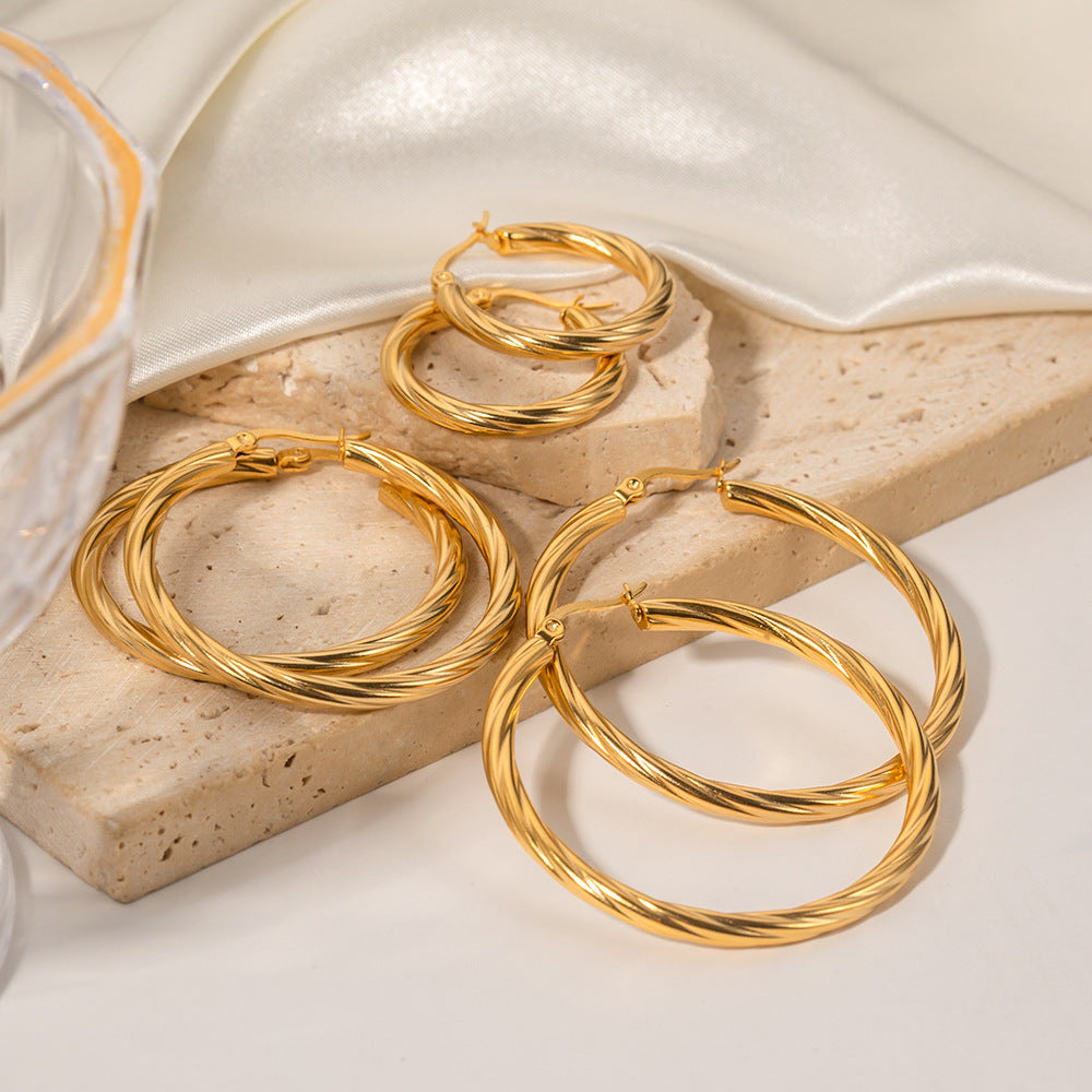 Minimalist Geometric Stainless Steel Ear Cuffs with 18K Gold Plating for Women Titanium Steel Hypoallergenic Fashion Earrings