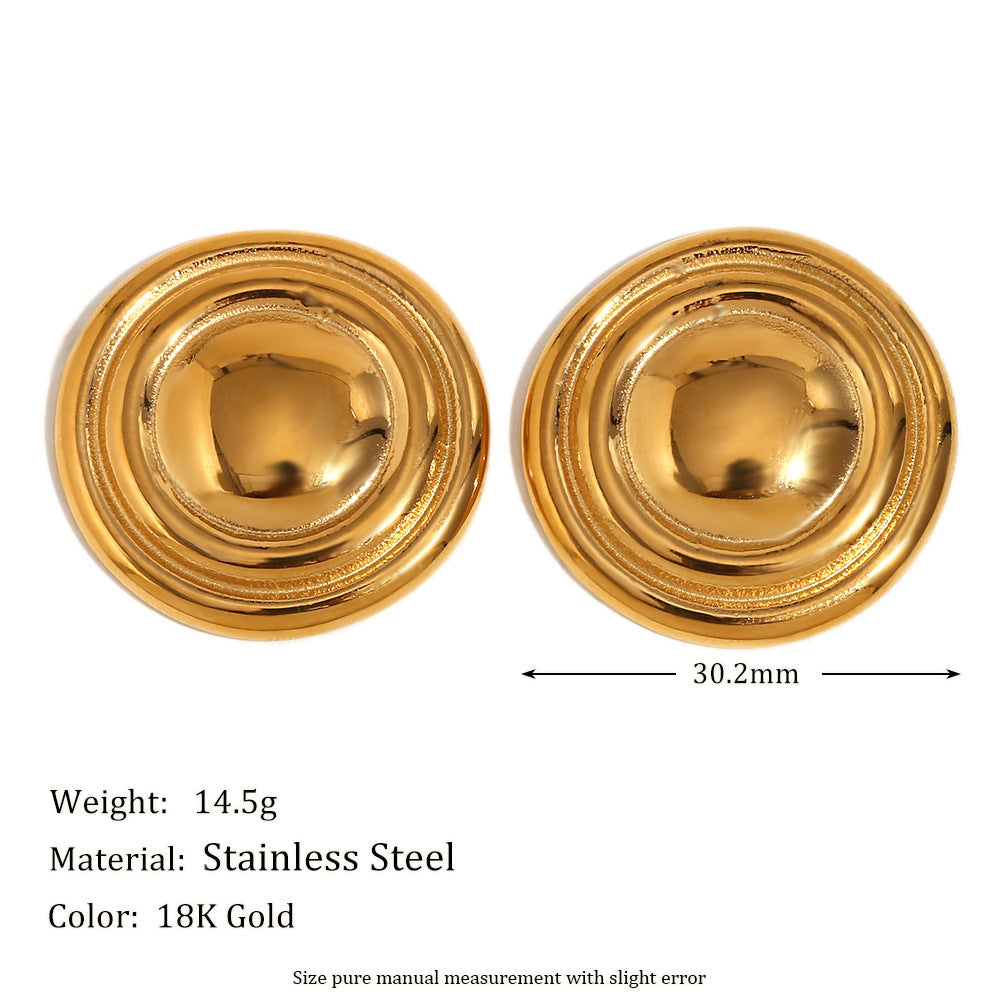 Orecchini a perno ovali con fiocco, minimalisti e alla moda, da donna, in acciaio inossidabile con placcatura in oro 18 carati