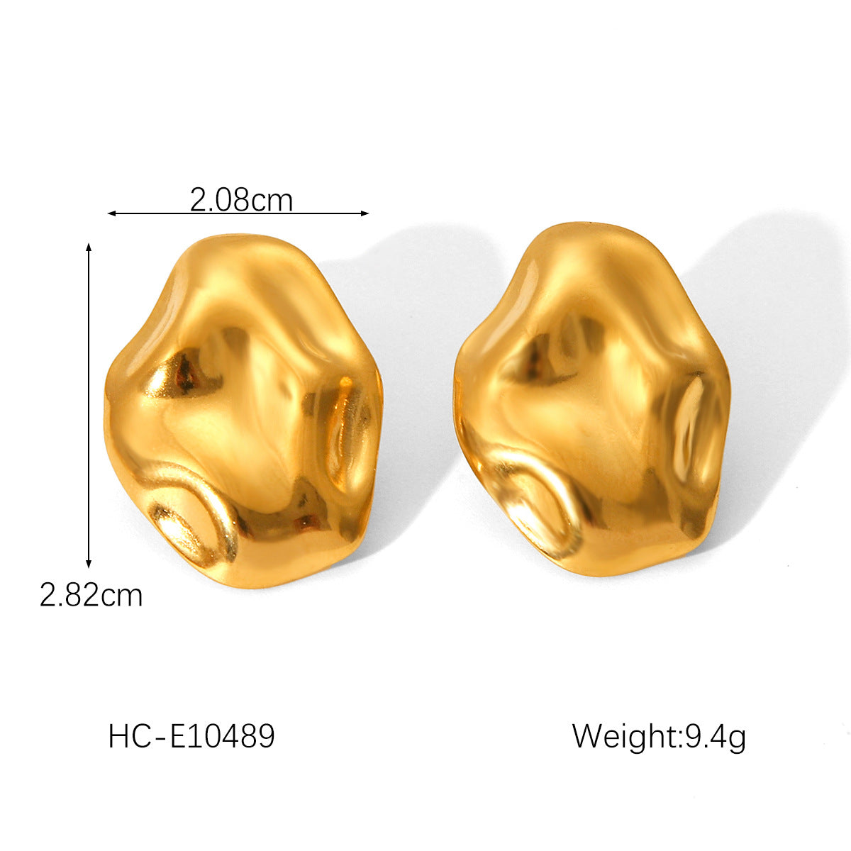 Minimalist Geometric Titanium Steel Stud Earrings for Women with Wavy Texture and Irregular Drop Shape