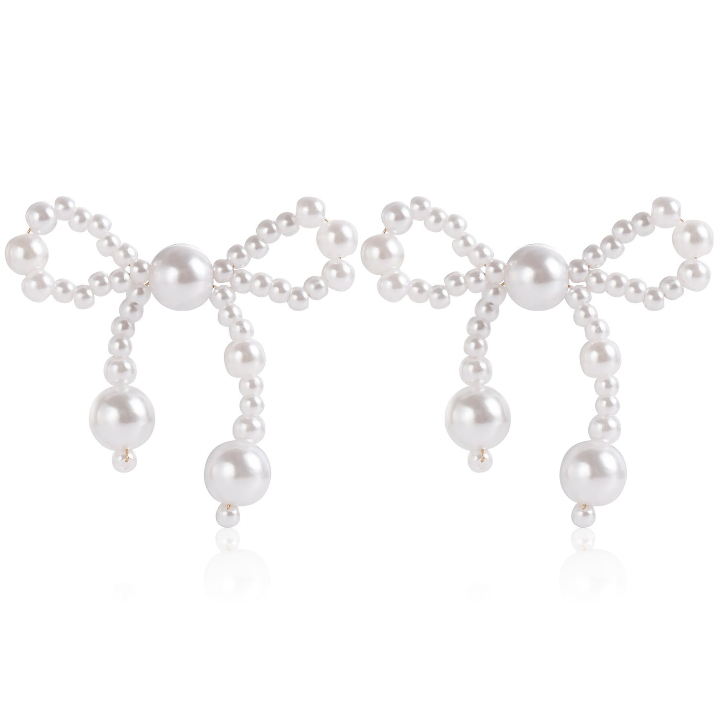 Pendientes Vintage Tejidos a Mano con Forma de Lazo Estilo Perla para Mujer con Acabado Chapado