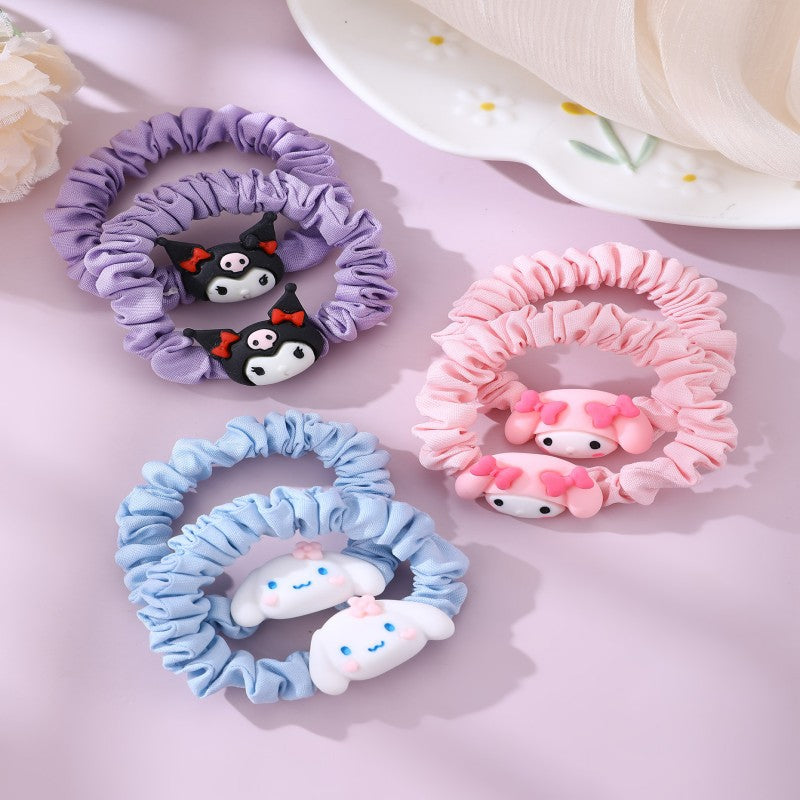 Cartoon Character Hair Tie for Kids with Knitted Fabric Construction in Pastel Macaron Color Palette, Princess-Themed Elastic Headband for Girls Aged 3 to 10 Years