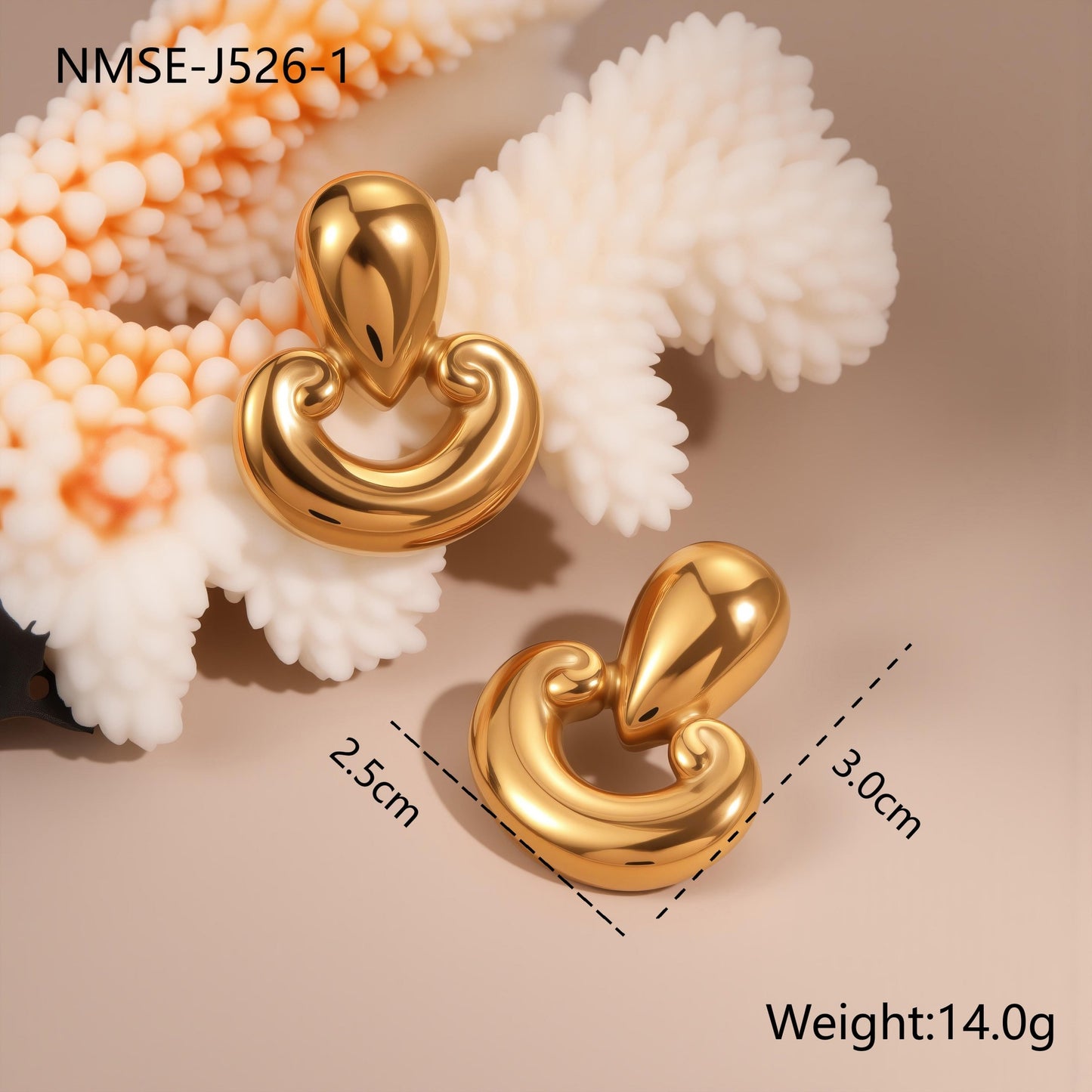 Pendientes de mujer de acero inoxidable con diseño geométrico y de gota de agua, chapados en oro de 18 quilates y plata.
