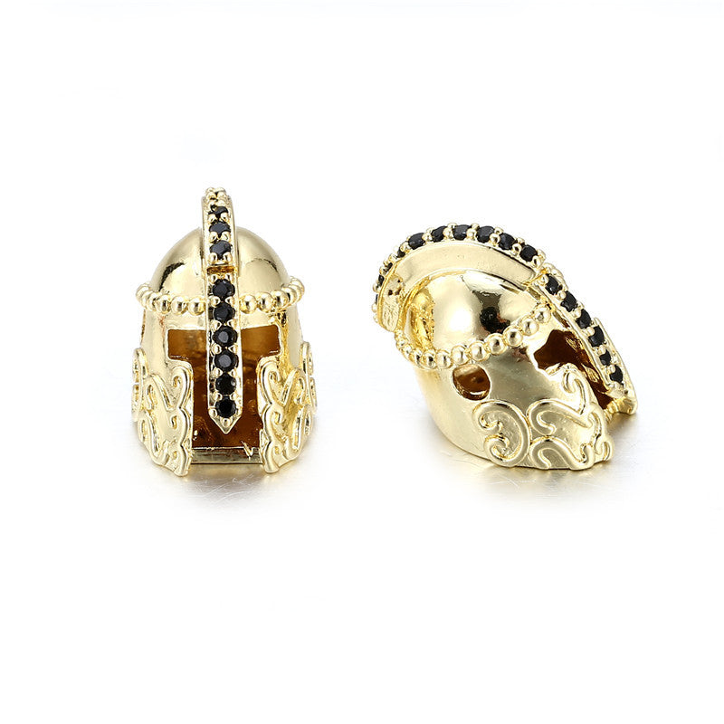 Minimalist Gold Plated Brass Cubic Zirconia Spartan Warrior Charm Bar for DIY Bracelet