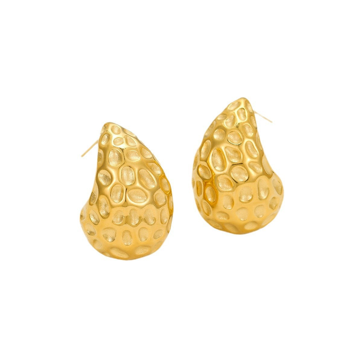Pendientes de acero inoxidable con forma de gota de agua, incrustaciones de circonio y chapado en oro para mujer