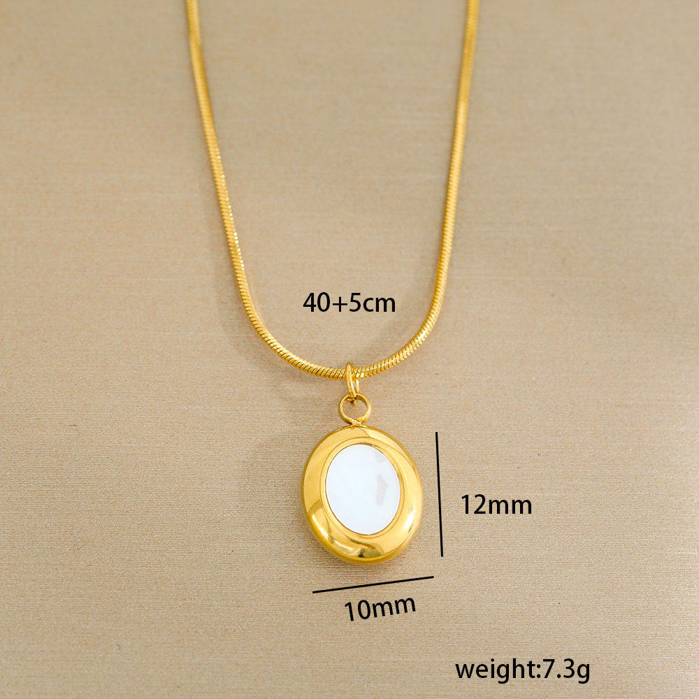 Collar minimalista de acero de titanio con forma de corazón, chapado en oro, perla y cadena ajustable para mujer