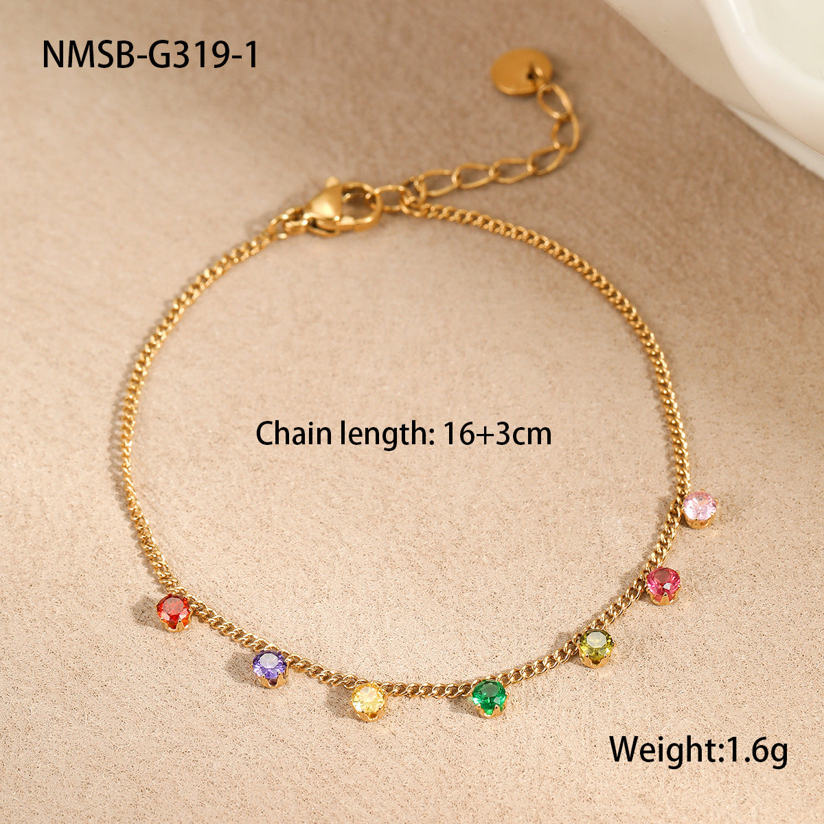 Collana da donna alla moda placcata in acciaio inossidabile con motivo geometrico, ciondolo a zircone colorato e dettagli a frange