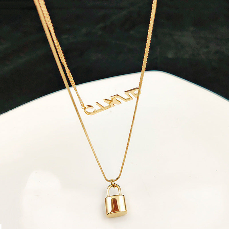 Minimalist Geometric Titanium Steel Snake Chain Necklace for Women with Vacuum Plating Finish Short Clavicle Layering Pendant