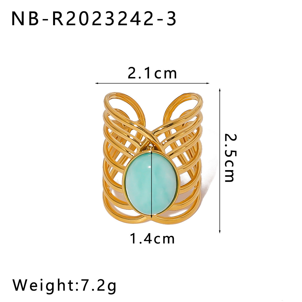 Anello Geometrico in Acciaio Inossidabile Stile INS con Intarsio Turchese, Regolabile, in Acciaio al Titanio, Gioielli da Donna