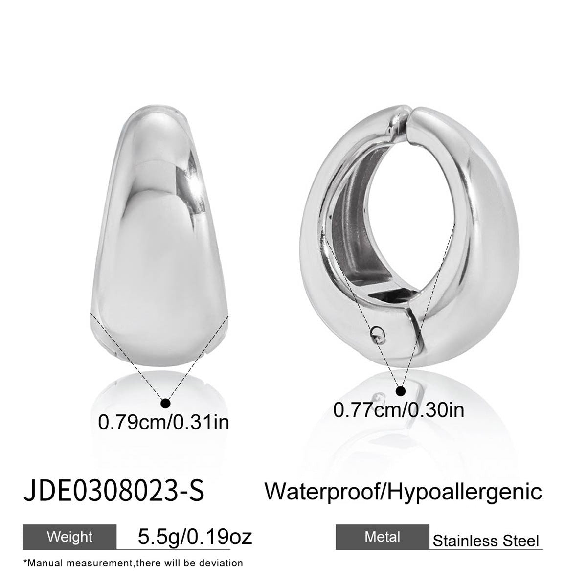 Minimalist Geometric Stainless Steel Plated Hoop Earrings for Women