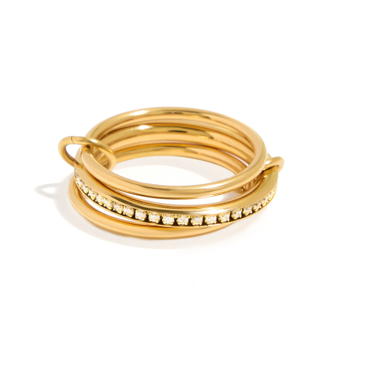 Anello da donna impilabile in acciaio inossidabile placcato, tondo, geometrico e minimalista
