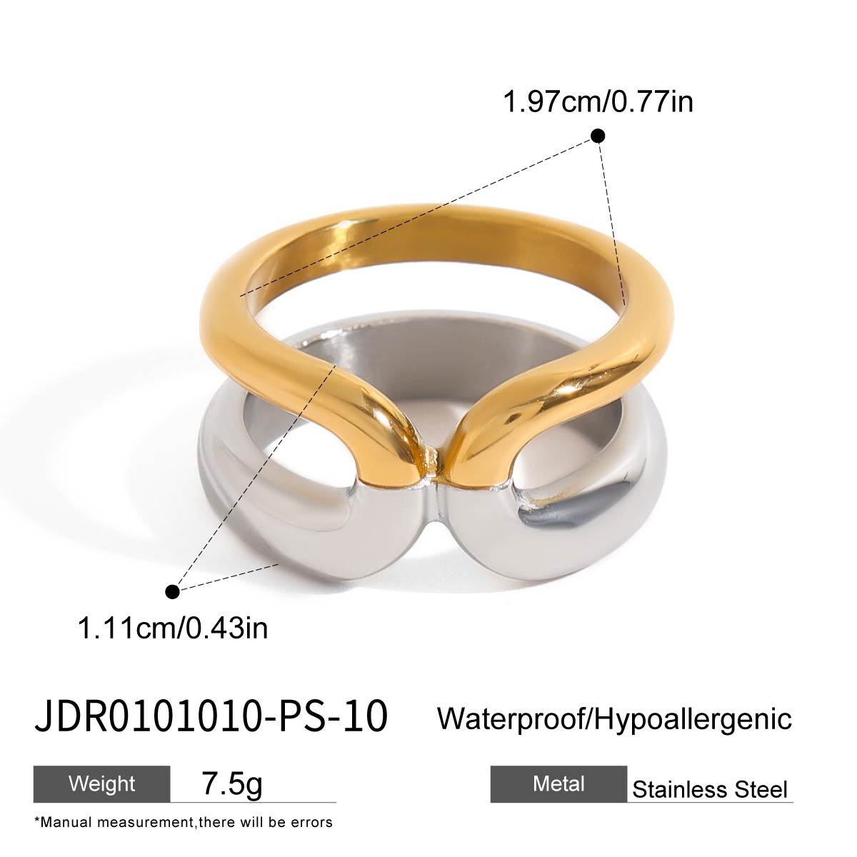 Geometric Plated Stainless Steel Ring for Women