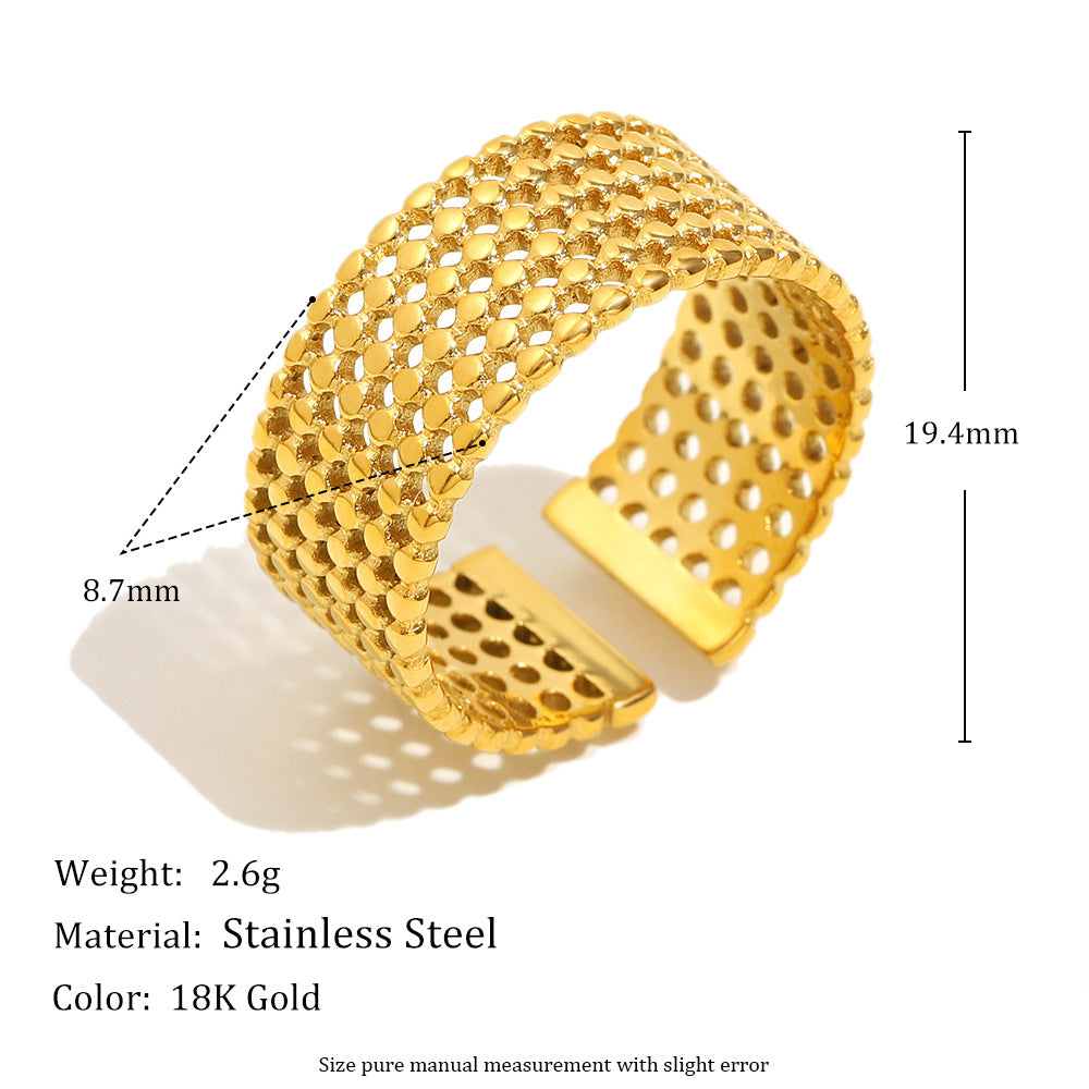 Anello minimalista geometrico in acciaio inossidabile placcato oro 18K da donna, gioiello alla moda per chi si sposta per lavoro