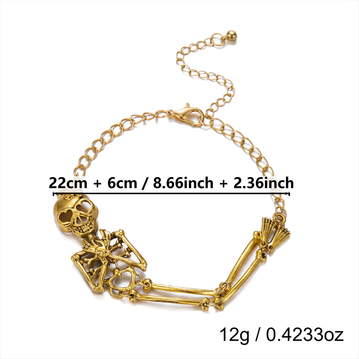 Gothic Punk Geometric Skeleton Alloy Bracelet Unisex Halloween Jewelry