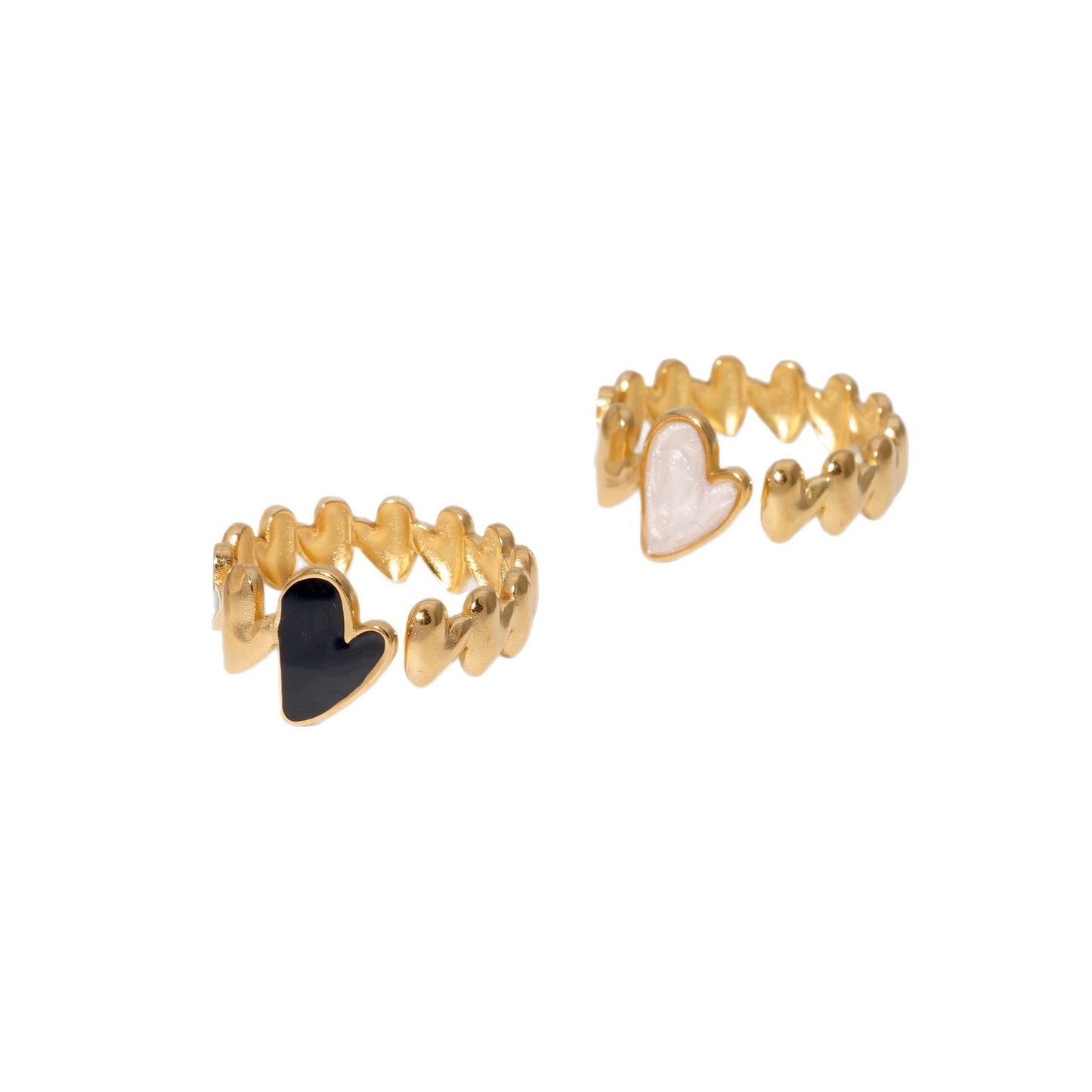 Anello a forma di cuore in acciaio inossidabile per donna, con finitura placcata, fascia aperta regolabile, gioiello minimalista e dolce