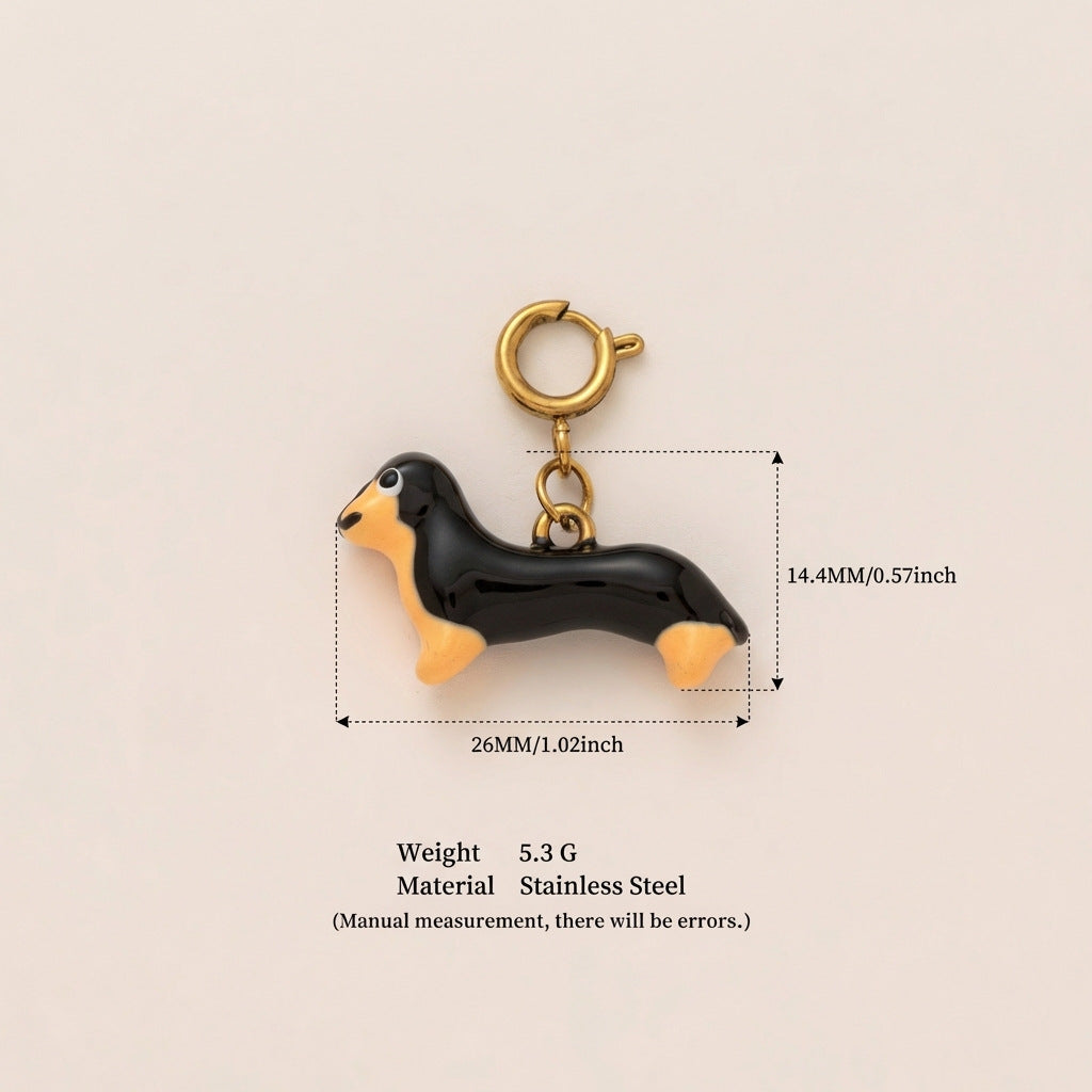 Vintage 18K Gold Plated Stainless Steel Animal Pendant Charm Bar for Women