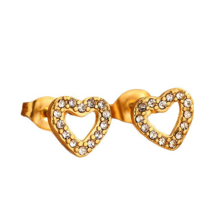 Elegant Heart Cubic Zirconia Plated Stainless Steel Necklace and Earring Set for Women