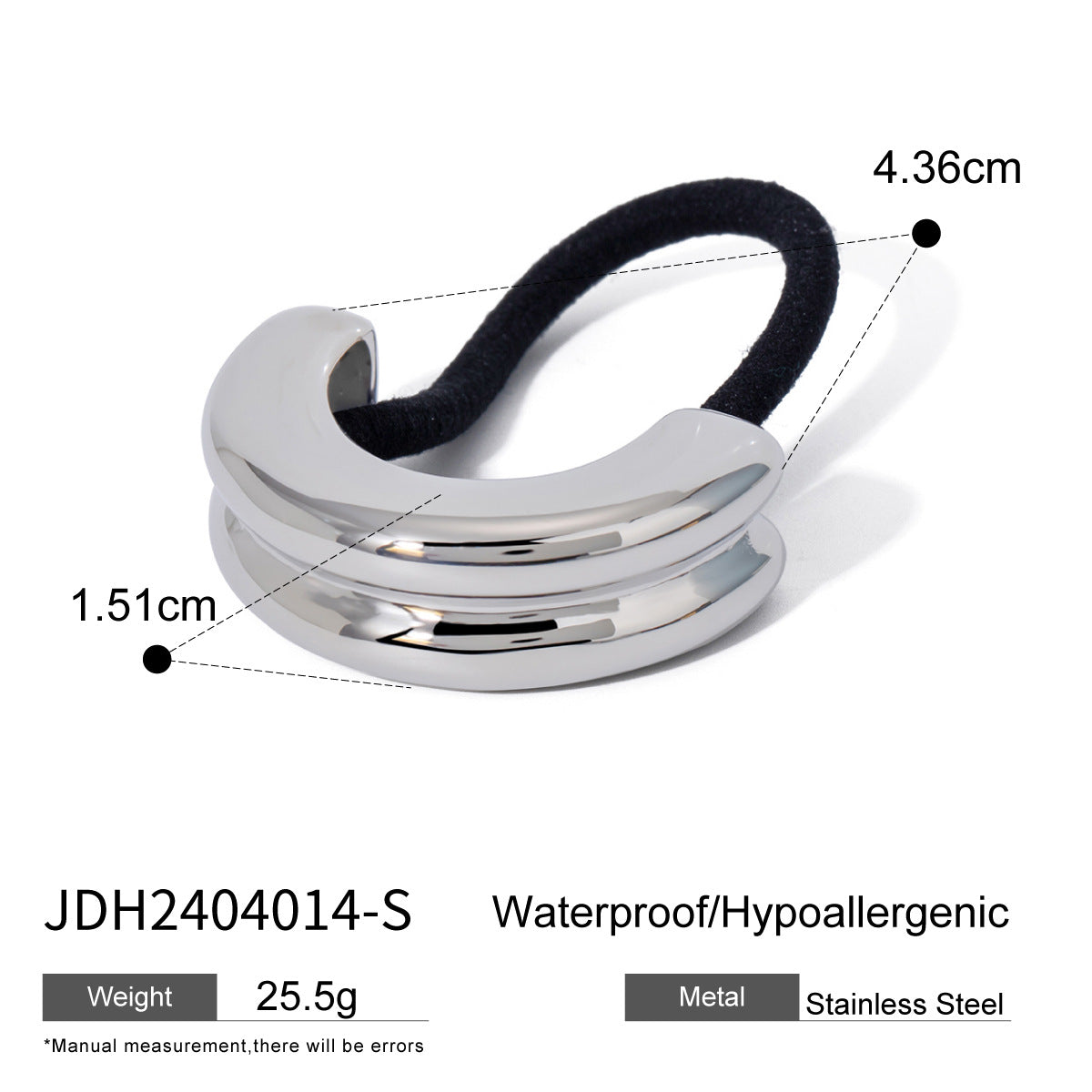 Minimalist Geometric Stainless Steel Hair Tie with Plated Finish for Ponytail
