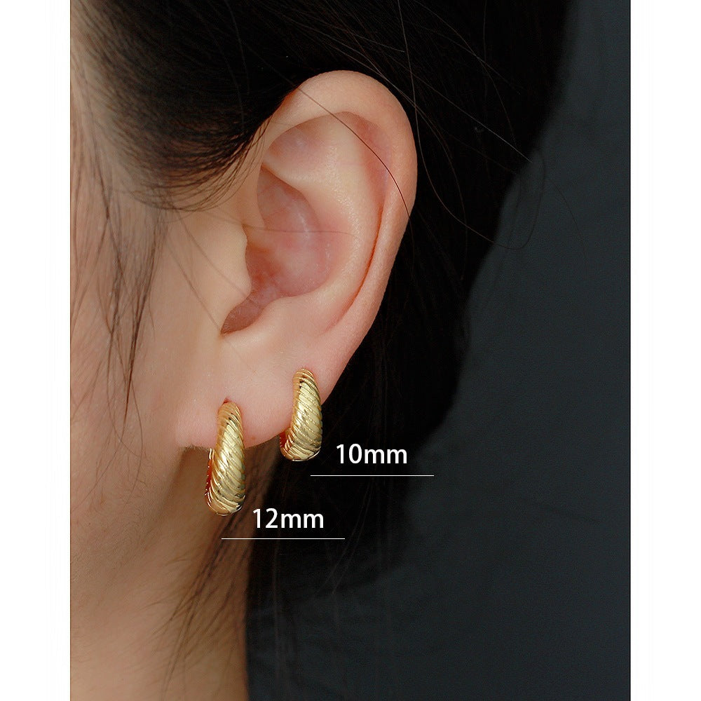 Orecchini a Cerchio Minimalisti Placcati Geometrici in Argento Sterling 925
