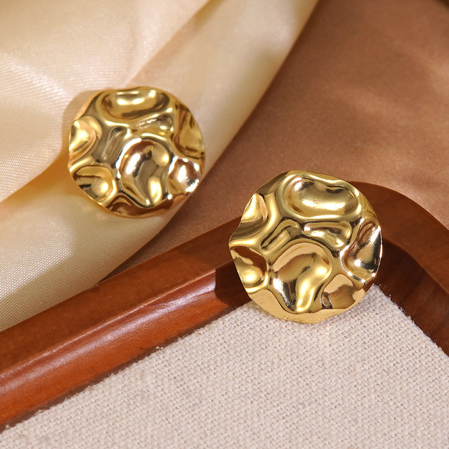 Vintage Geometric Round Plated Stainless Steel Earrings