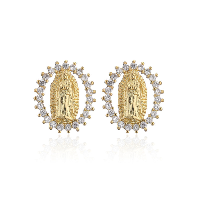 Minimalist Geometric 18K Gold Plated Brass Micro Inlay Cubic Zirconia Earrings for Women