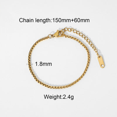 Vintage Geometric Plated Stainless Steel Cuban Link Chain Bracelet for Women