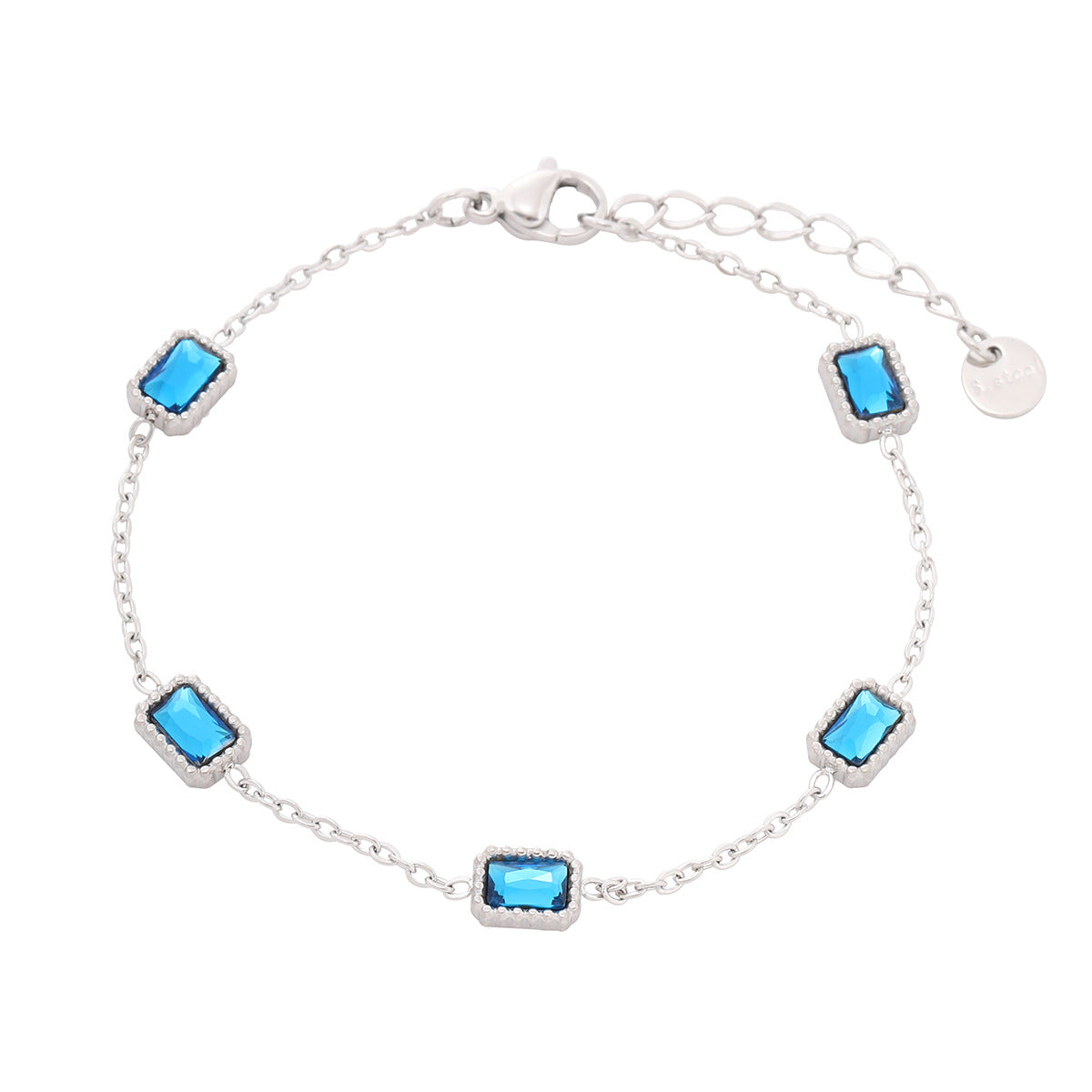 Bracciale da donna in acciaio al titanio placcato oro 18K con strass colorati a forma geometrica, alla moda
