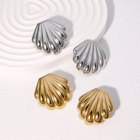 Minimalist Stainless Steel Plated Shell Earrings for Women