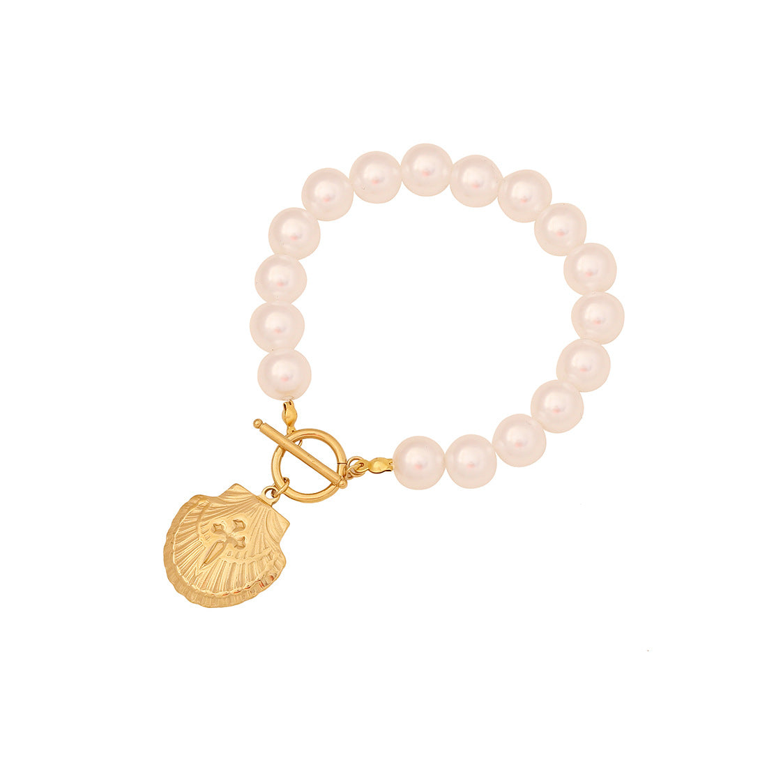 Fashionable Ocean-Themed Starfish and Scallop Pendant Necklace in Stainless Steel for Women with Delicate Pearl-Like Finish