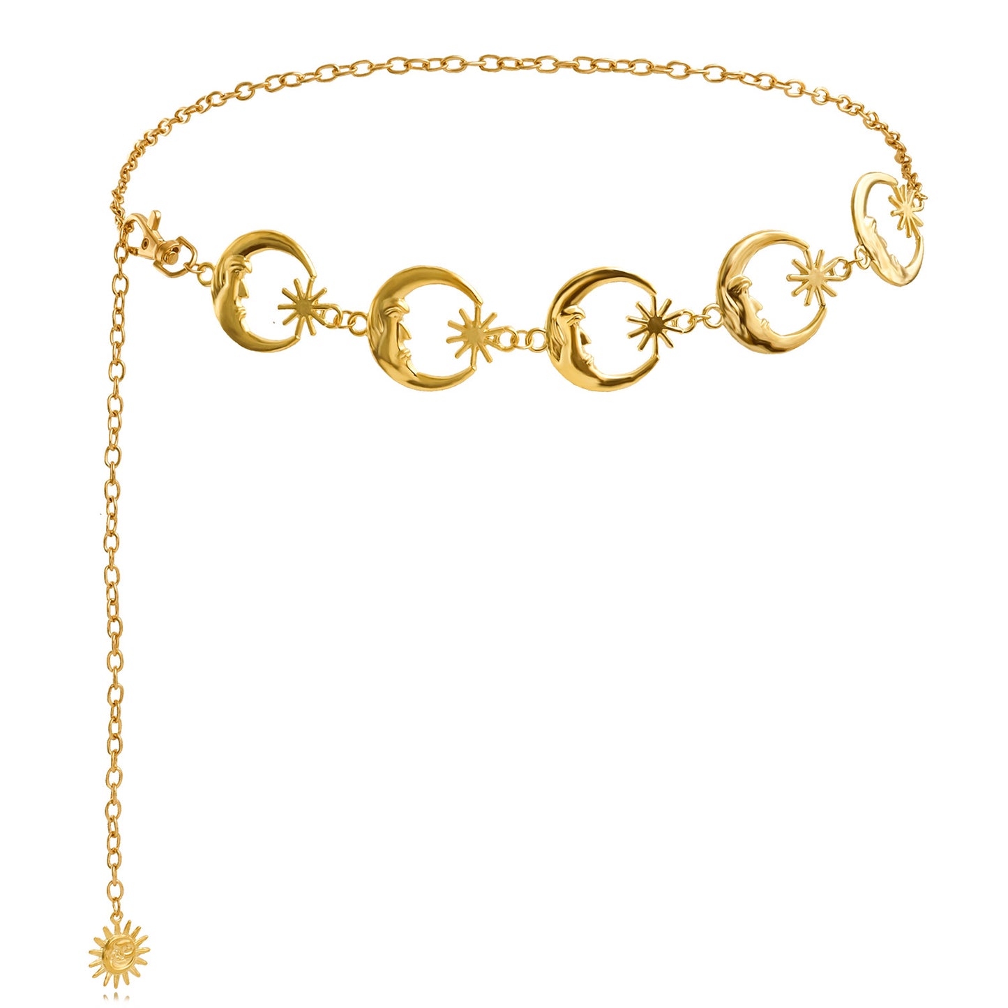 Punk Streetwear Sun Moon Metal Body Chain for Women