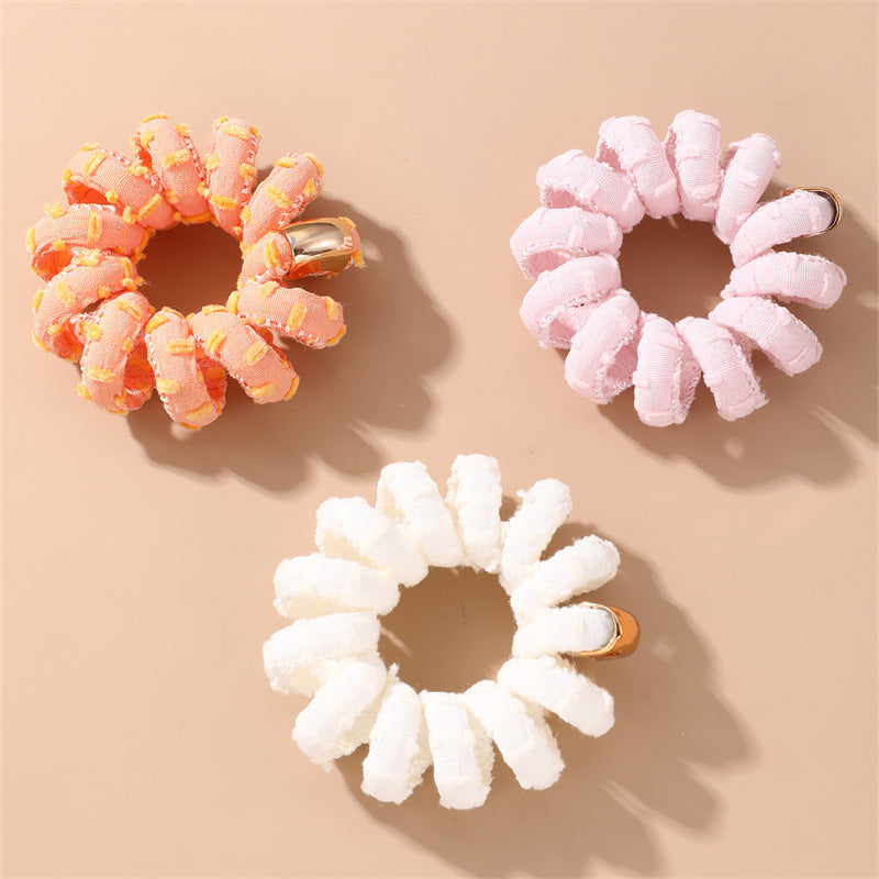 Cuerda de pelo minimalista con estampado de margaritas para niños con textura de punto y forma geométrica