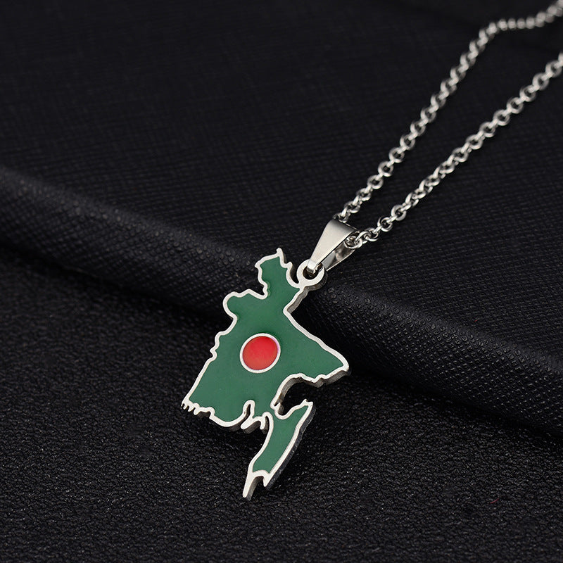 Collana con ciondolo geometrico vintage in acciaio inossidabile con finitura smaltata, gioielli di moda unisex