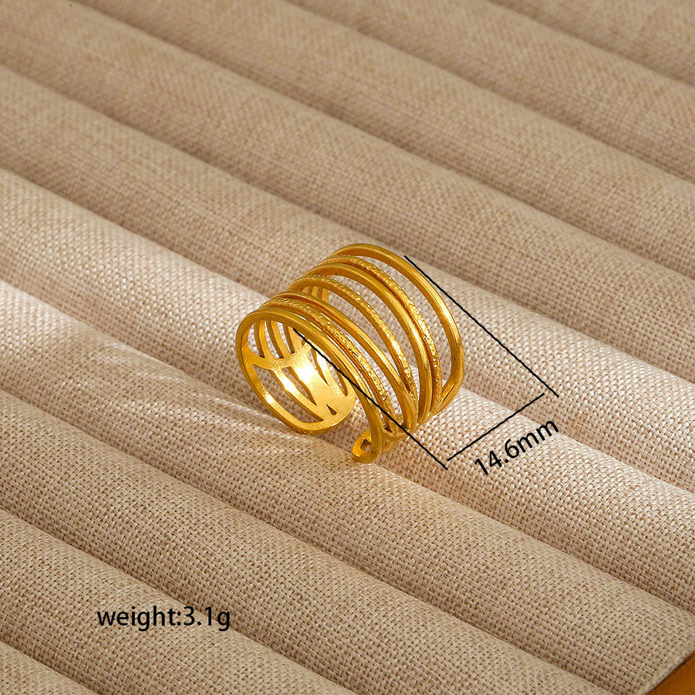 Anillo abierto irregular de acero inoxidable para mujer con baño de oro de 18K, diseños geométricos de corazón, estrella, letras y constelaciones