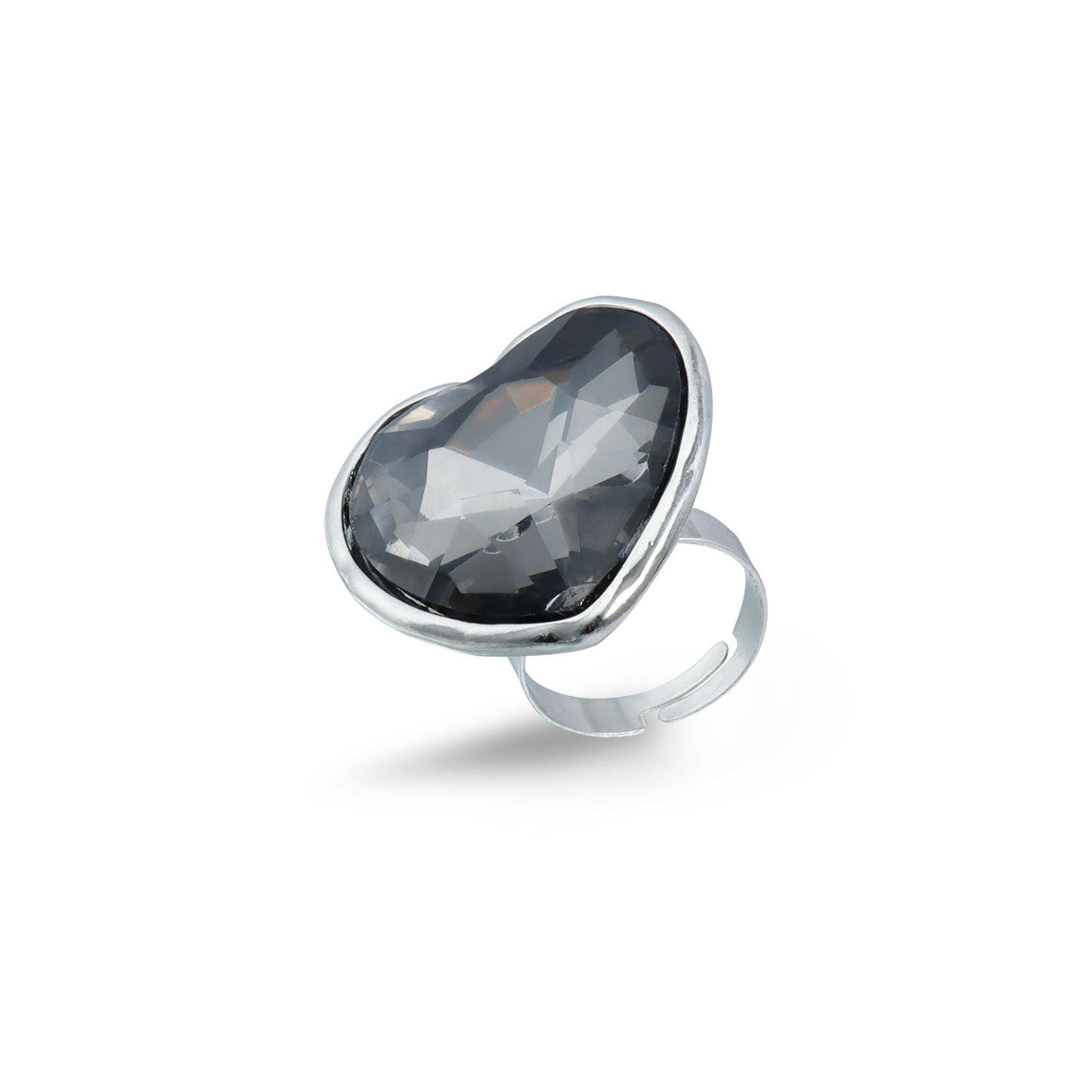 Sweet Streetwear Geometric Black Rhinestone Plated Adjustable Ring for Women