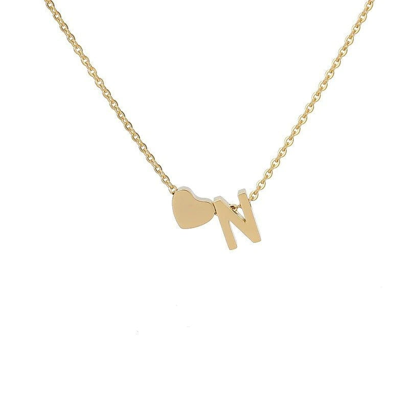 Collana Minimalista con Ciondolo a Cuore in Acciaio Inossidabile, Charms in Acciaio al Titanio e Finitura Placcata per Uomo e Donna