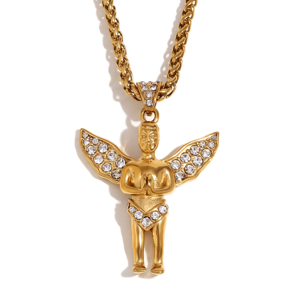 Minimalist Bird-Shaped Pendant Necklace for Women Stainless Steel with 18K Gold Plating