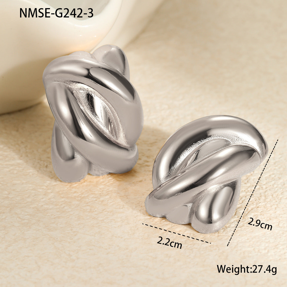 Orecchini geometrici minimalisti in acciaio inossidabile con texture quadrata irregolare e placcatura in oro 18K