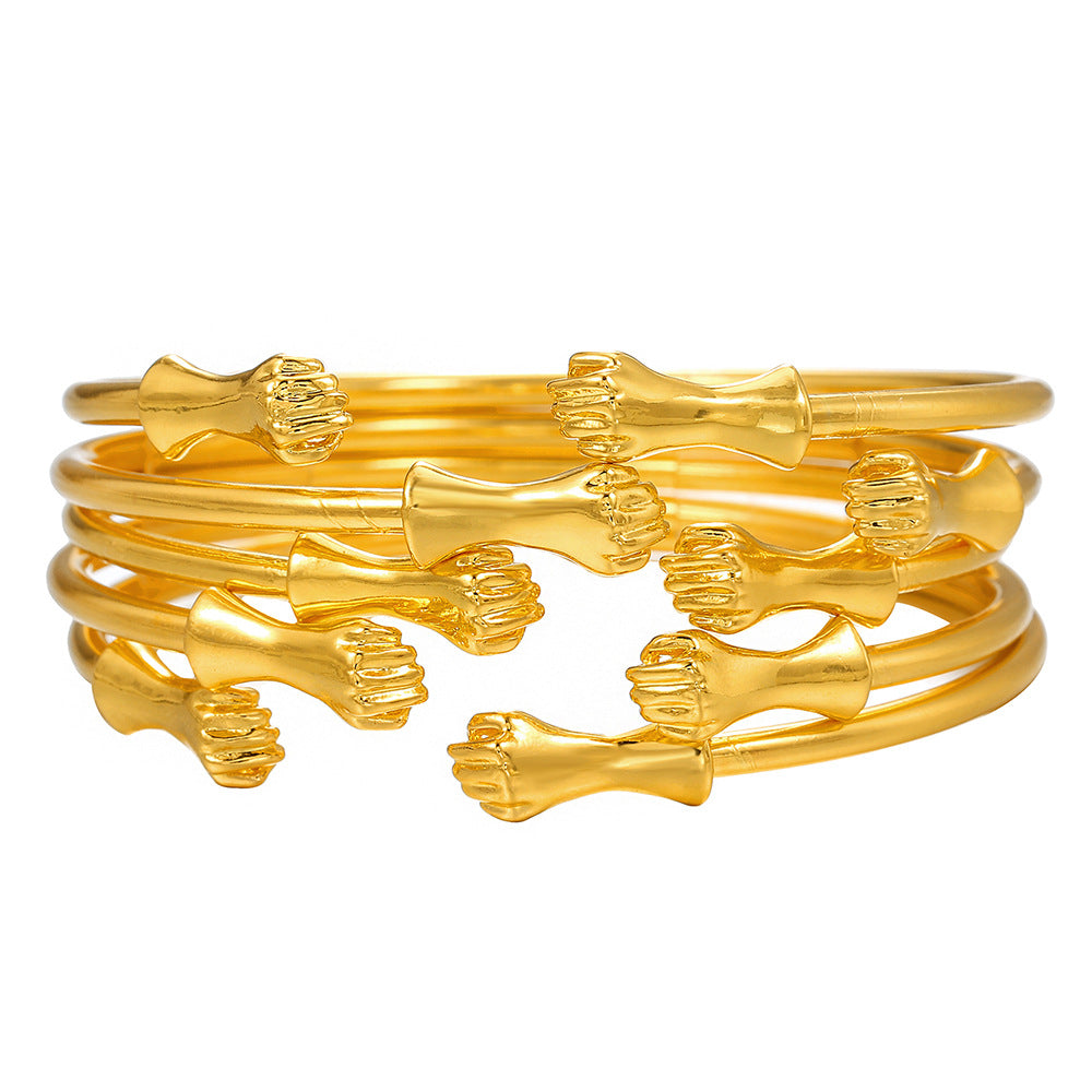 Bohemian Multi-Layer Plated Alloy Bracelet Set for Women