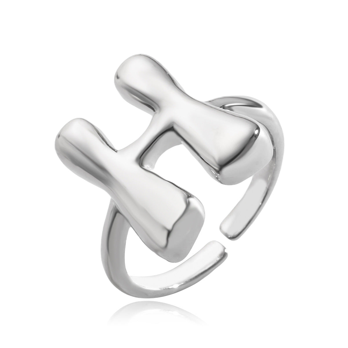 Minimalist Geometric Copper Ring with Real Gold Plating Featuring Alphabet Letters for Women