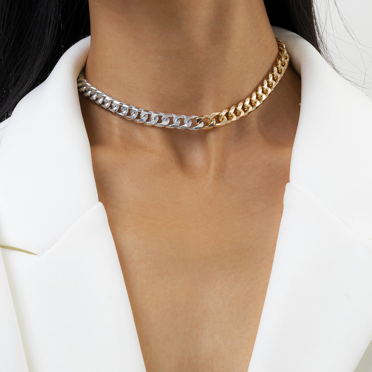 Minimalist Punk Hip-hop Plated Aluminum Alloy Letter Number Curb Chain Necklace for Women