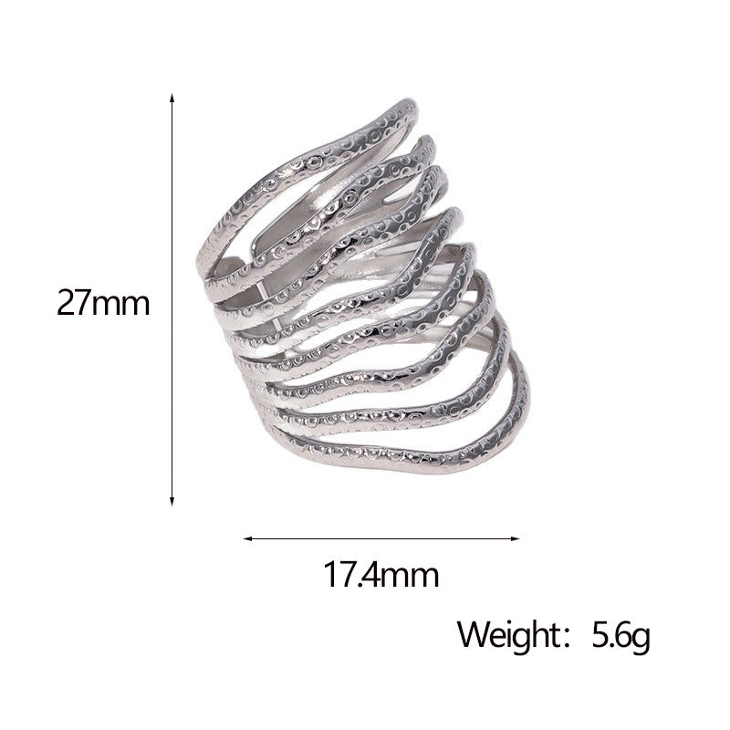 Minimalist Geometric Stainless Steel Ring with Vacuum Plated 18K Gold Finish Titanium Steel Band Fashionable Fade-Resistant Women's Ring