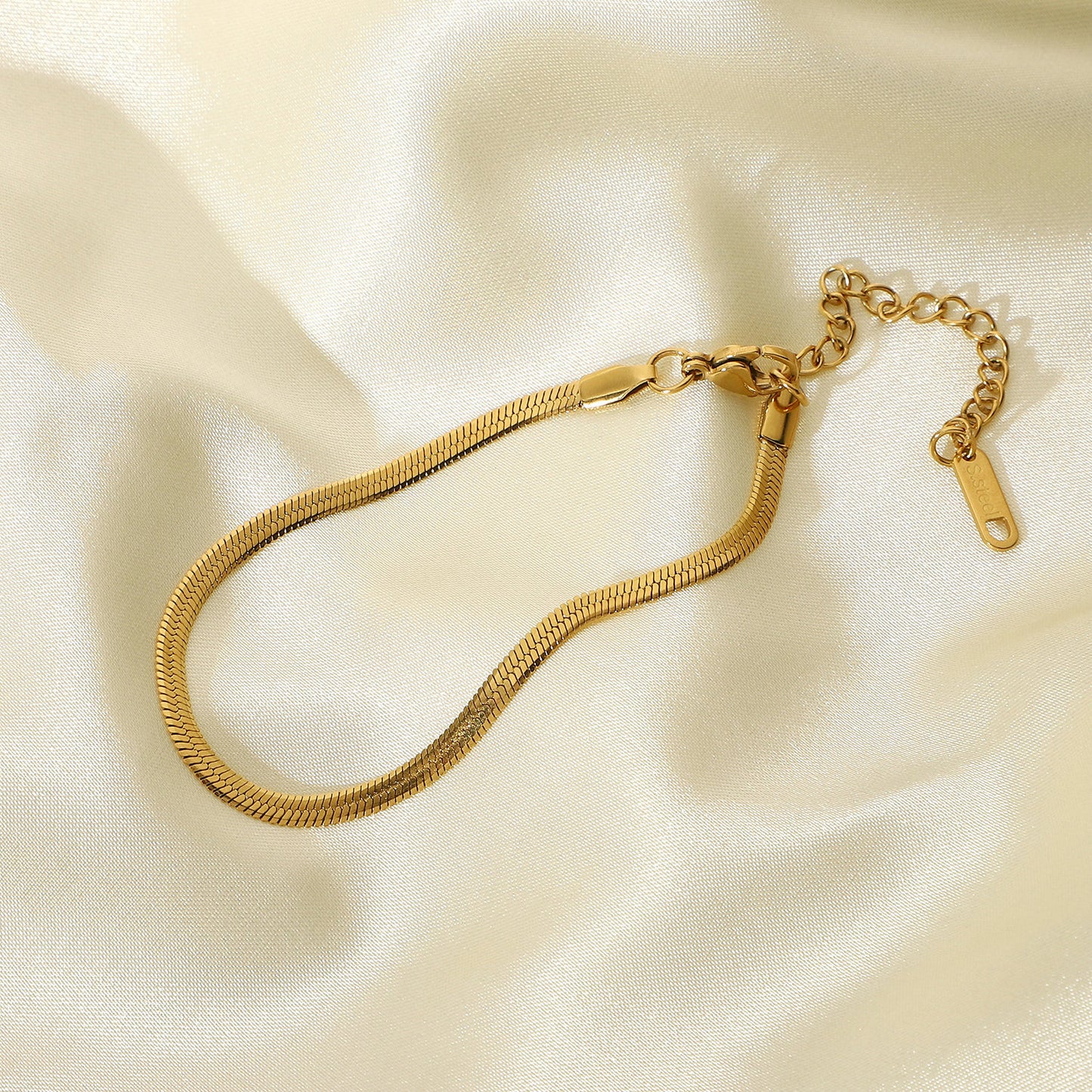 Ins Style Electroplated Stainless Steel Geometric Blade Snake Chain Bracelet for Women