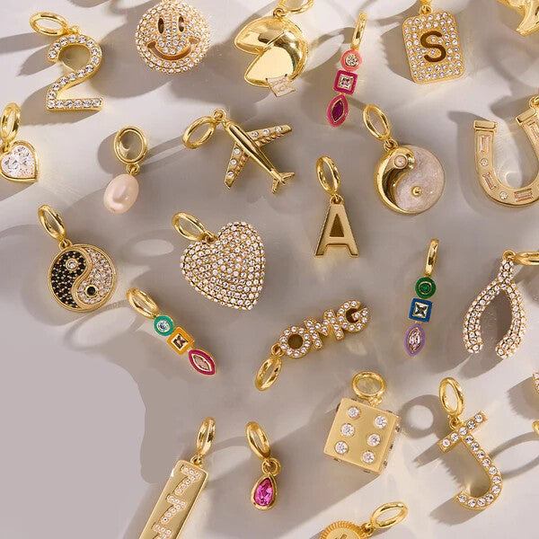 Sporty Stainless Steel PVD 18K Gold Plated DIY Charm Bar Pendant