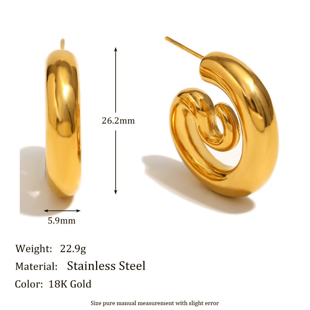 Orecchini da donna alla moda in acciaio inossidabile geometrico con placcatura in oro 18 carati