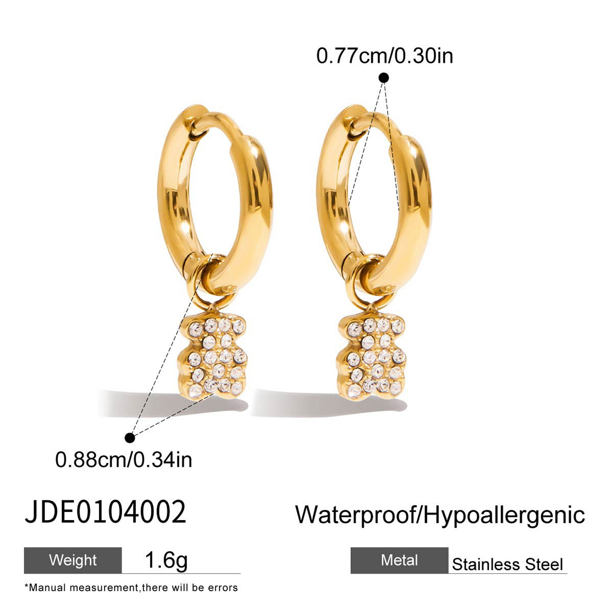 Minimalist Geometric Stainless Steel Plated Cubic Zirconia Earrings for Women