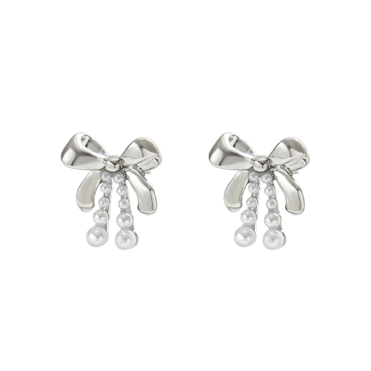 Pendientes Geométricos de Lazo Dulces y Atrevidos para Mujer con Incrustaciones de Perlas en Base de Cobre y Postes de Acero Inoxidable