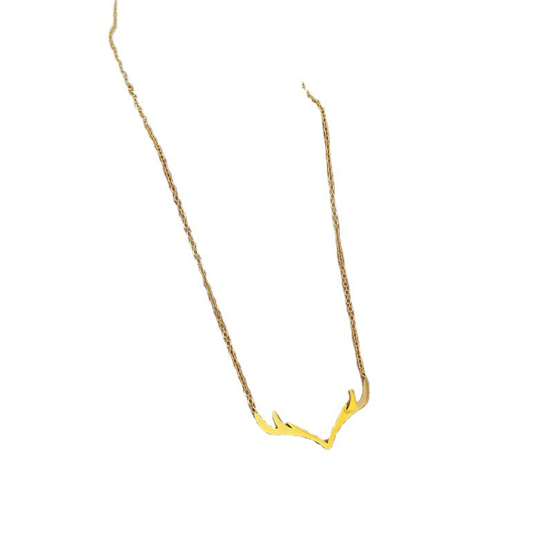 Minimalist Titanium Steel Geometric Collar Necklace Fresh and Sweet Floral Pendant