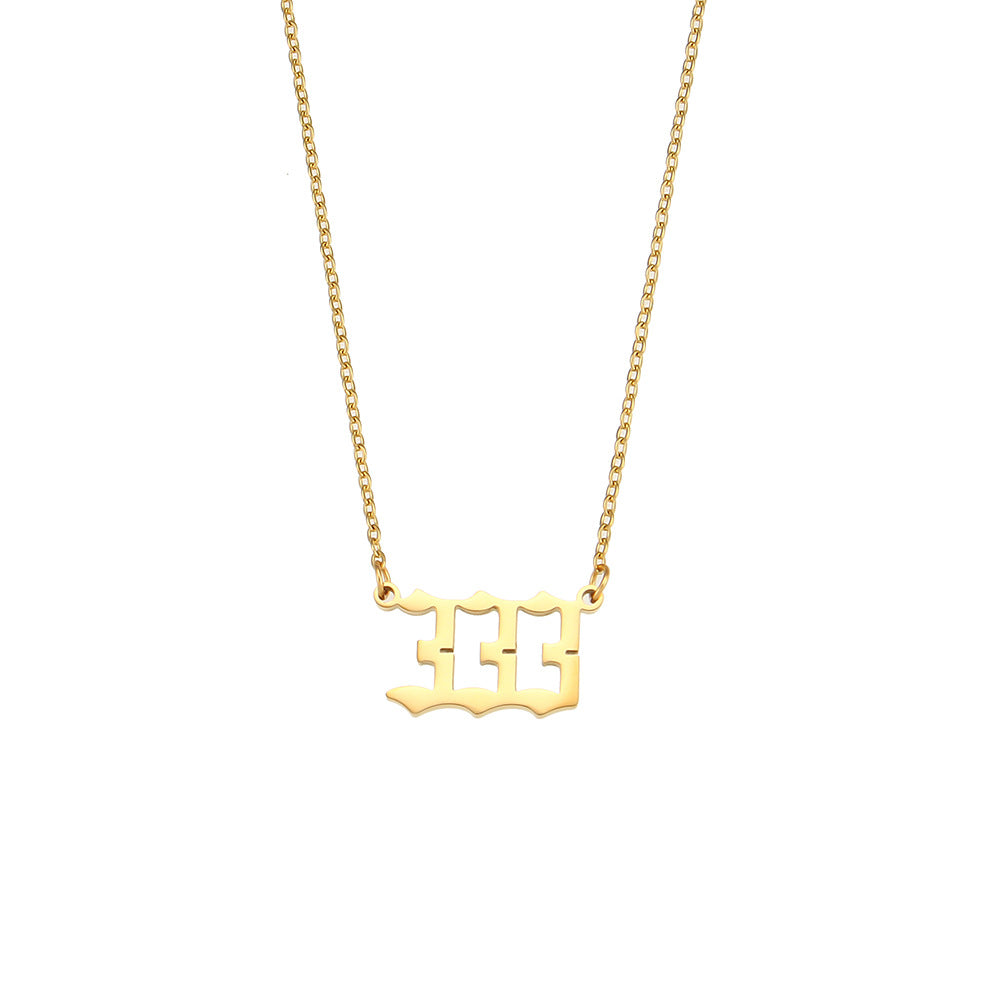 Fashionable Minimalist Numeric Pendant Necklace for Women in Stainless Steel with Plated Finish