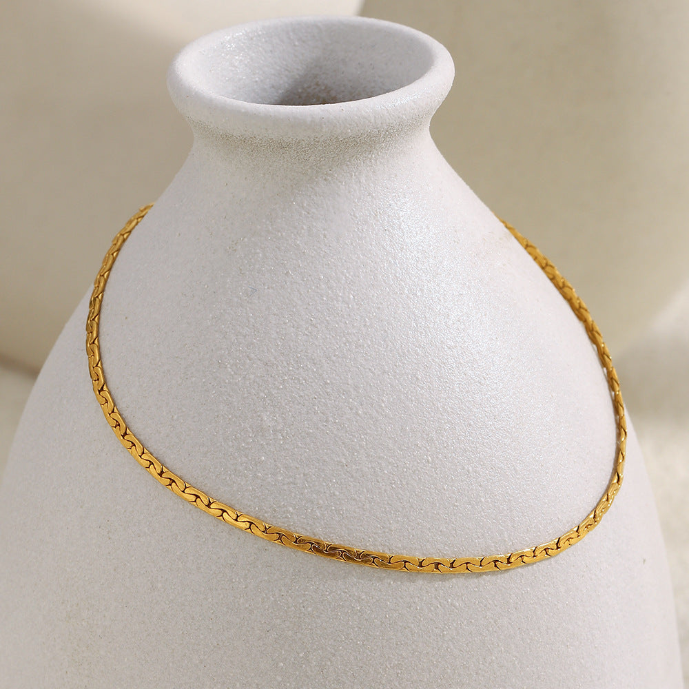 Minimalist Geometric Stainless Steel Plated 18K Gold Hip-Hop Anklet for Women
