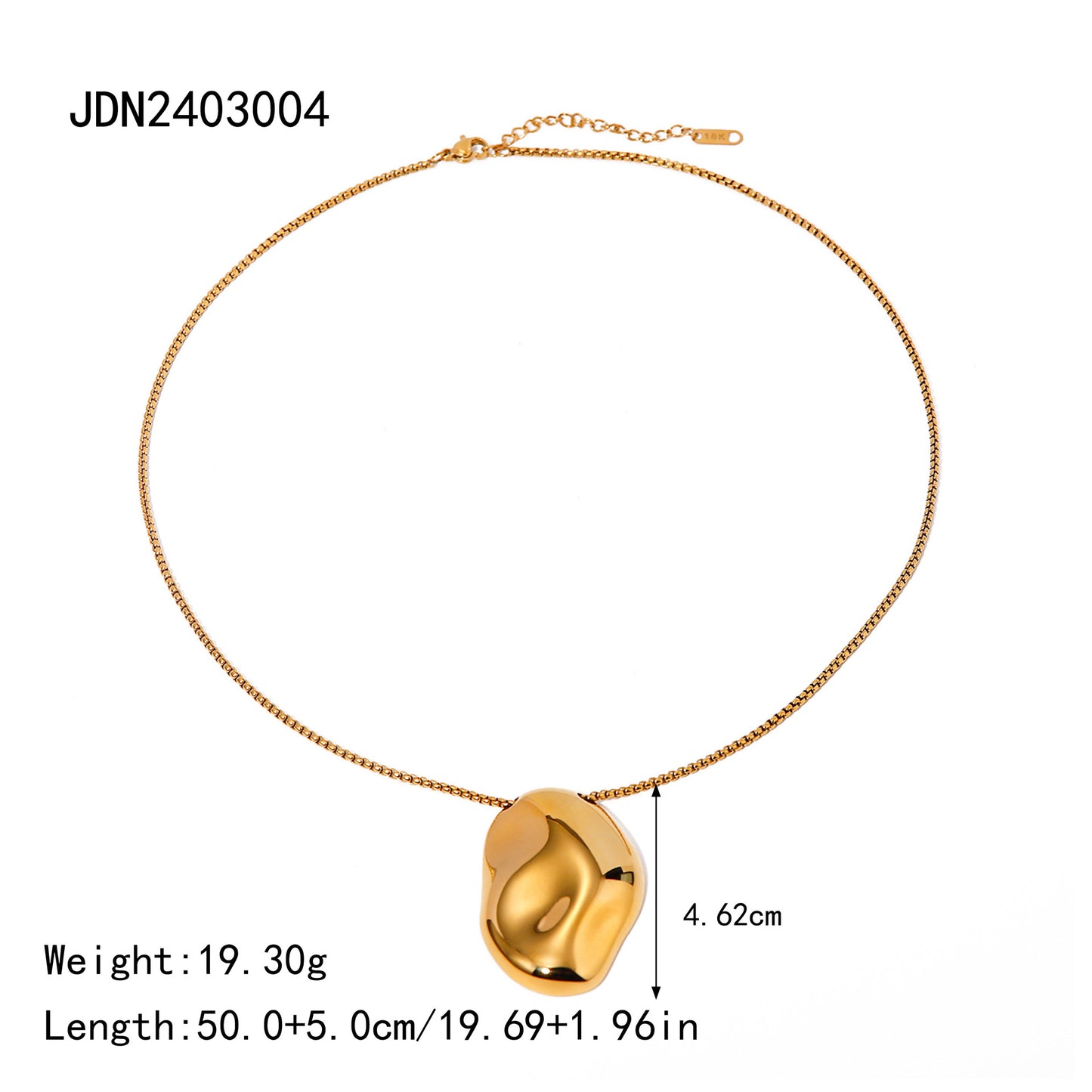 Minimalist 18K Gold Plated Irregular Hammered Stainless Steel Snake Chain Necklace